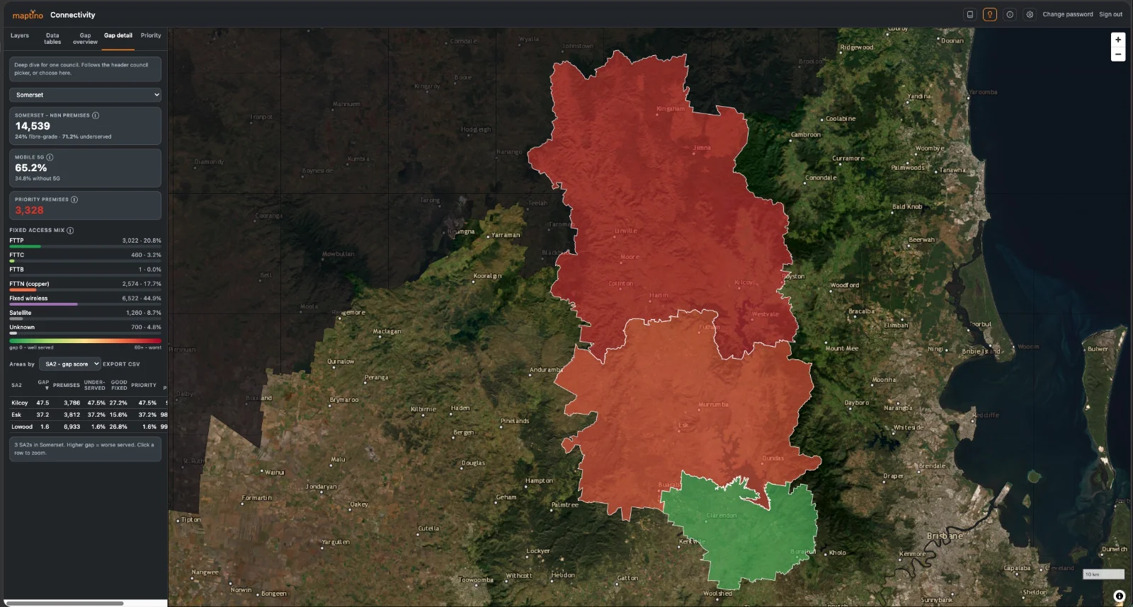 Maptino Connectivity map view