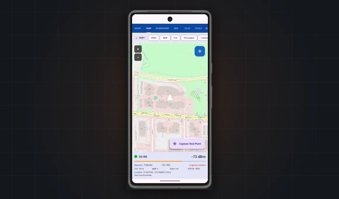 Maptino Drive Test on a phone