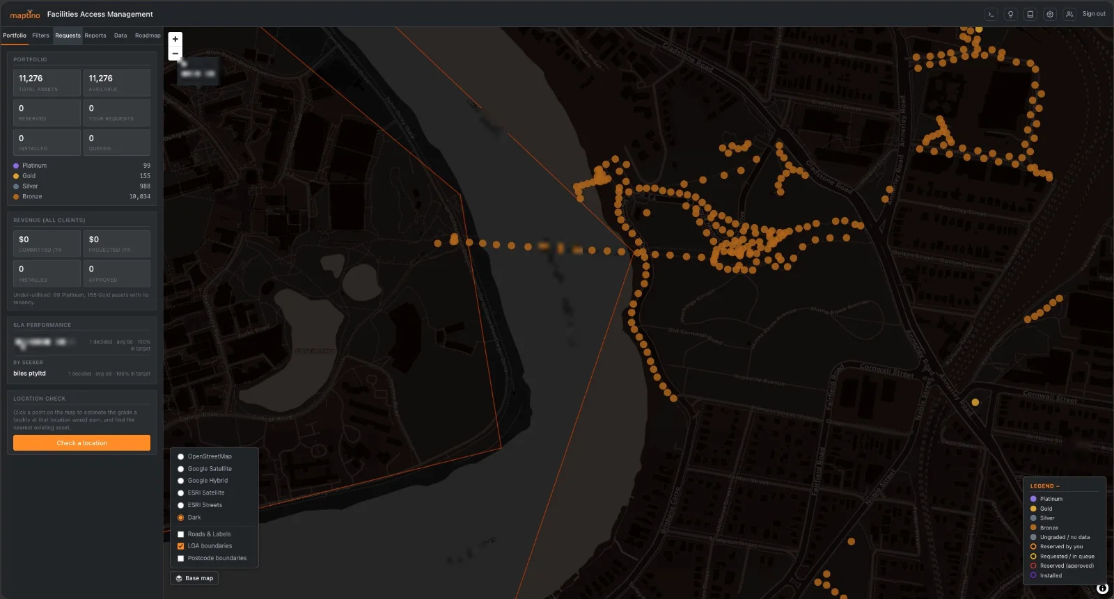 Maptino Facilities Access Management portfolio map